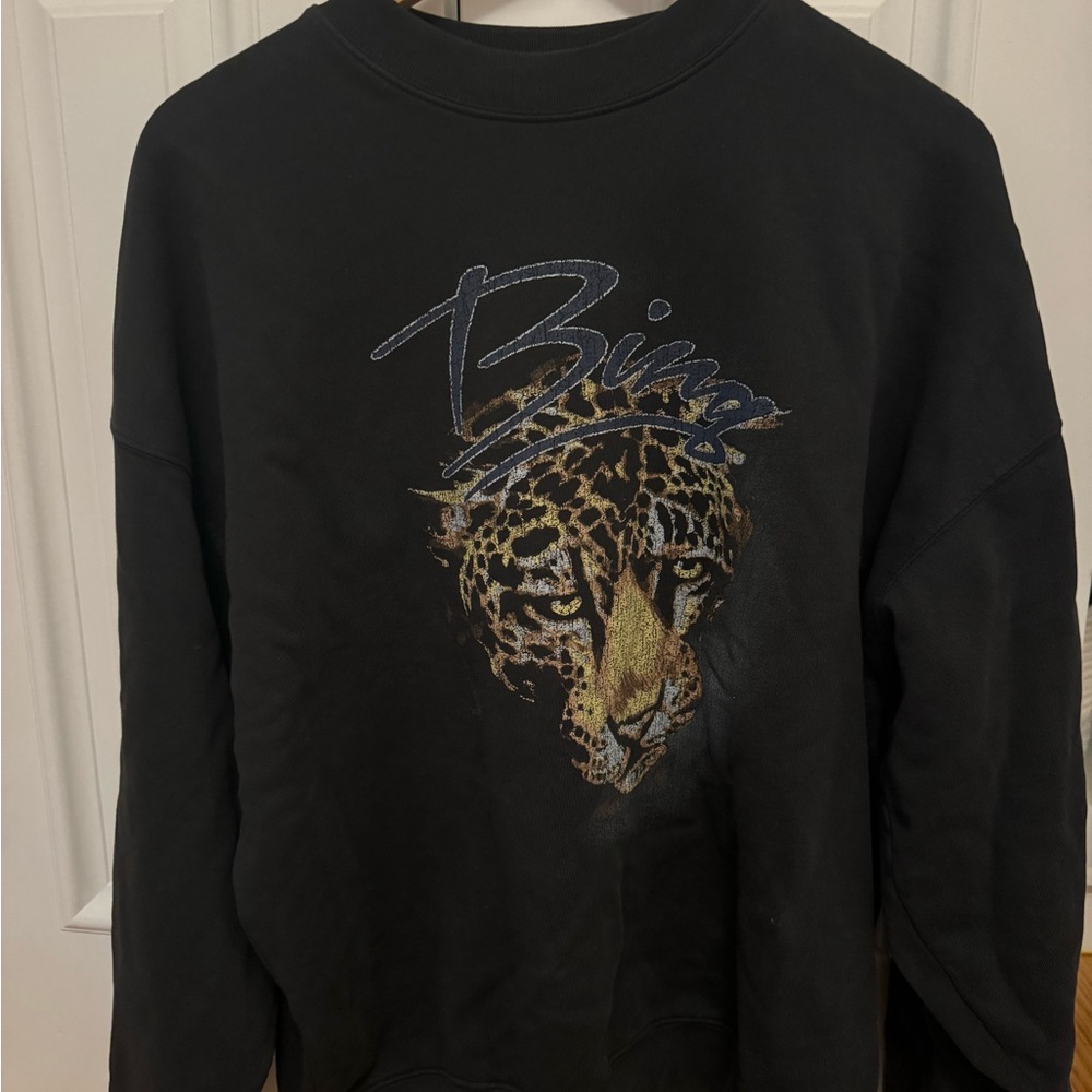 Anine Bing Black Harvey Leopard Sweatshirt - Picture 2 of 4